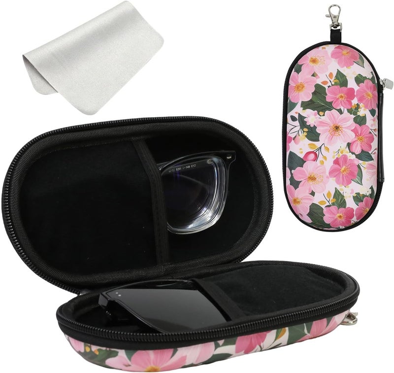 FlyingMage Store Double Eyeglasses Case, Hard Shell Dual Sunglasses Organizer with Zipper Clip Travel Glasses Storage for Women Men - Image 1